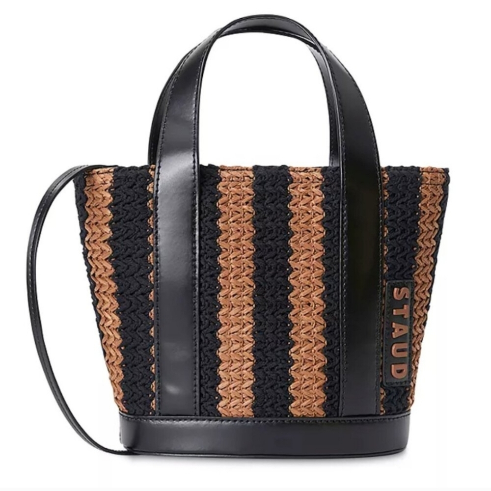 STAUD Allora Mini Tote Black and Brown Woven Bag NWT